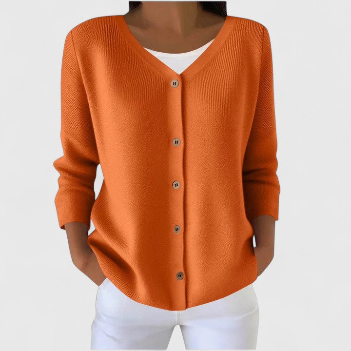 Cardigan en tricot à capuche et fermeture boutonnée pour femme
