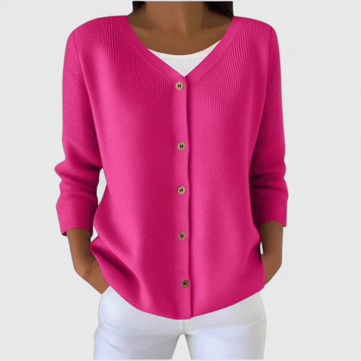 Cardigan en tricot à capuche et fermeture boutonnée pour femme