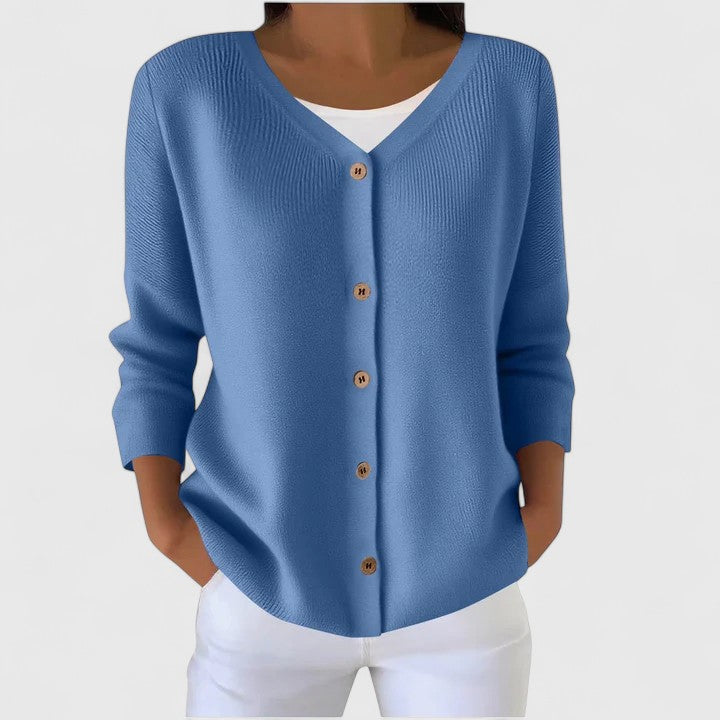 Cardigan en tricot à capuche et fermeture boutonnée pour femme