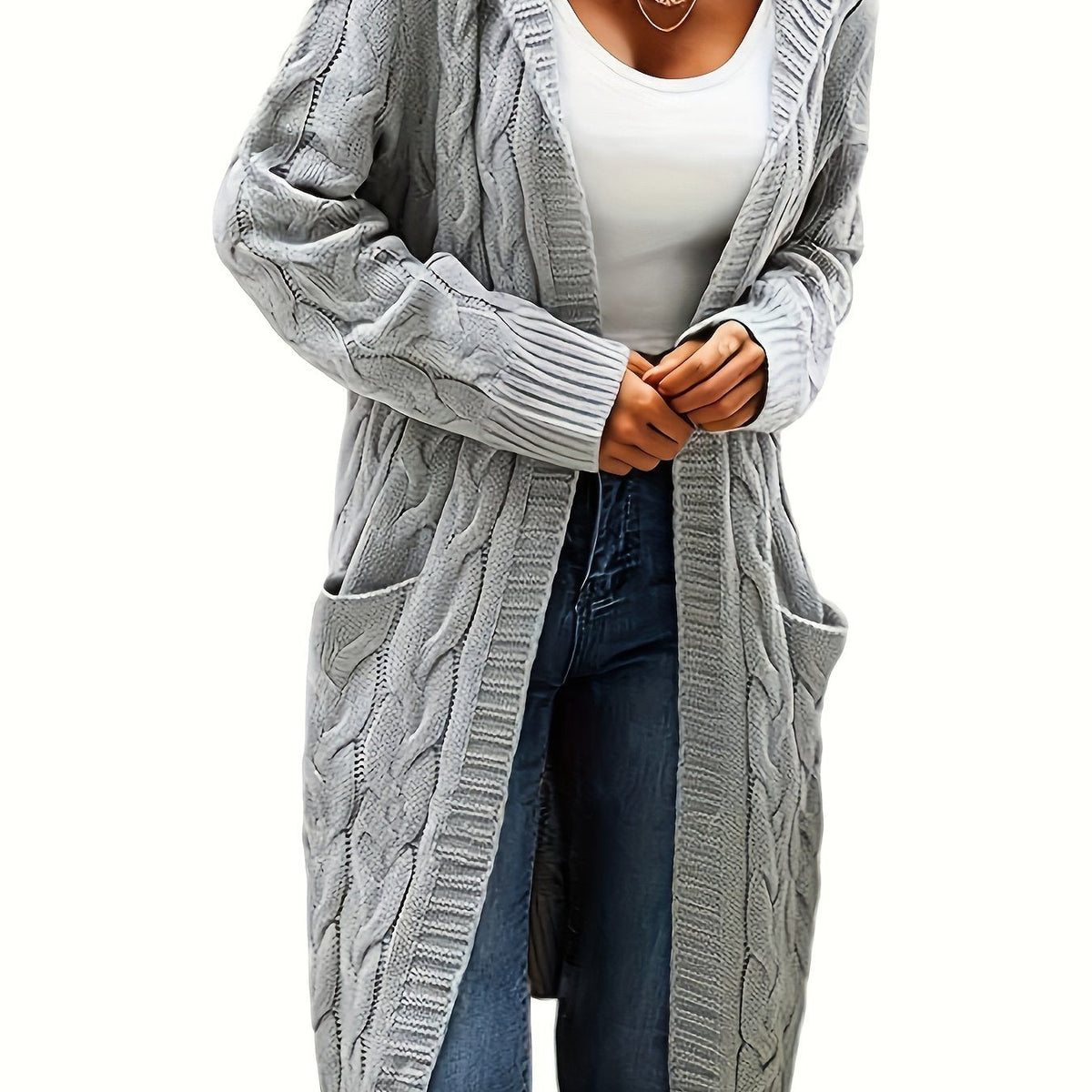 Gilet Femme En Maille Sans Col Avec Poche Pratique