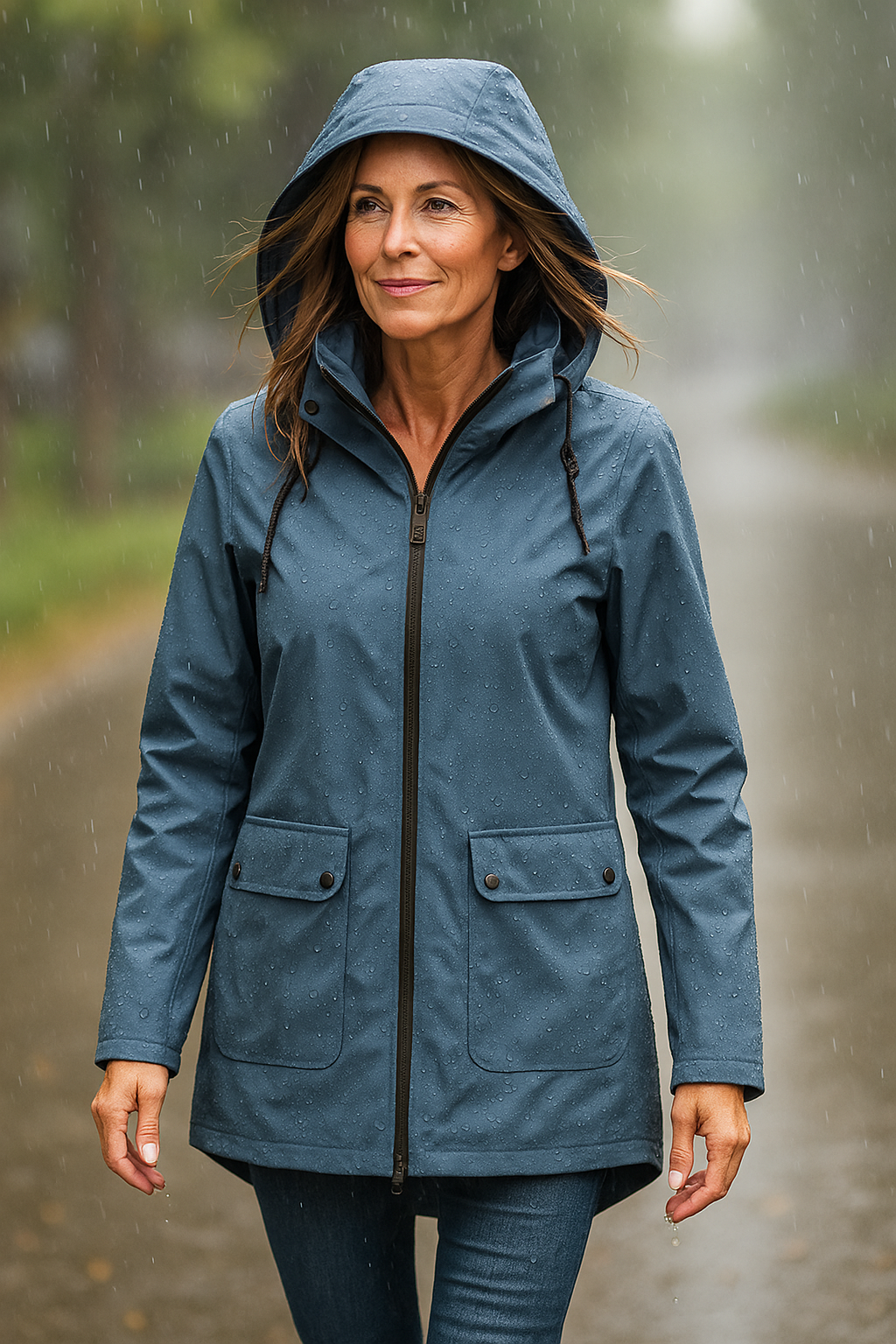Veste Imperméable Femme Légère À Capuche Ajustable