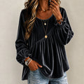 Blouse Femme En Velours À Col Rond Et Volants