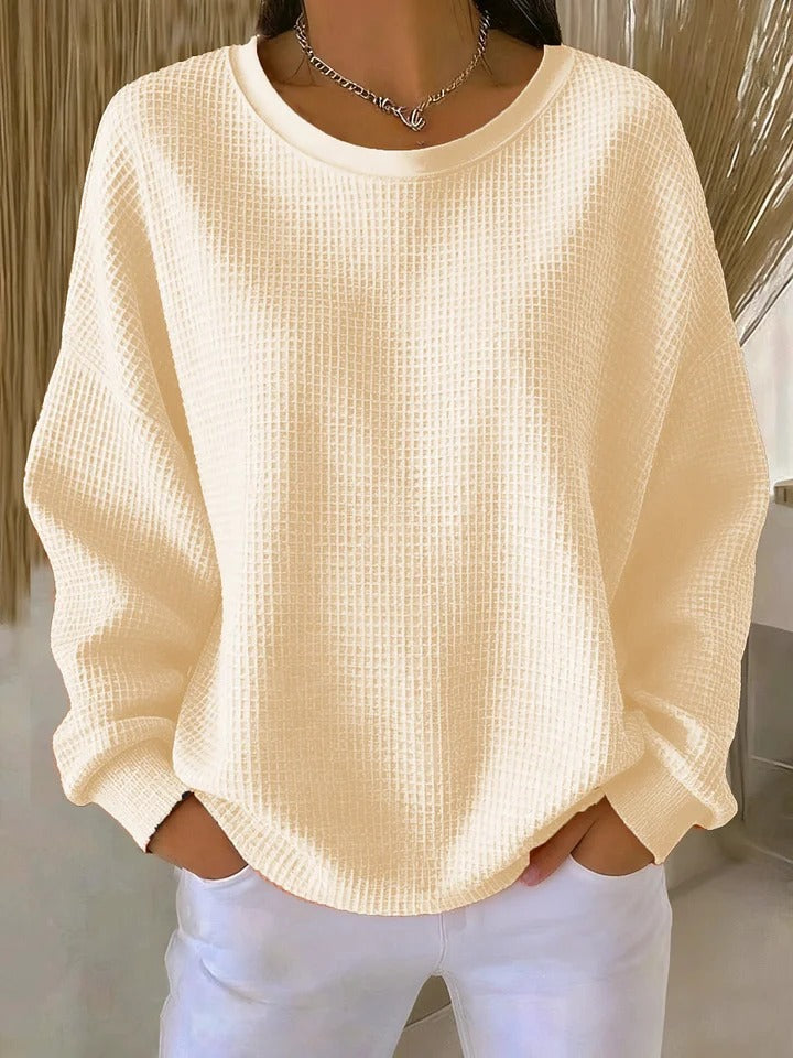 Pull Femme Oversize En Maille Gaufrée Douce Et Chaude