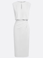 Robe Midi Femme Drapée À Décolleté Ouvert Et Coupe Ajustée