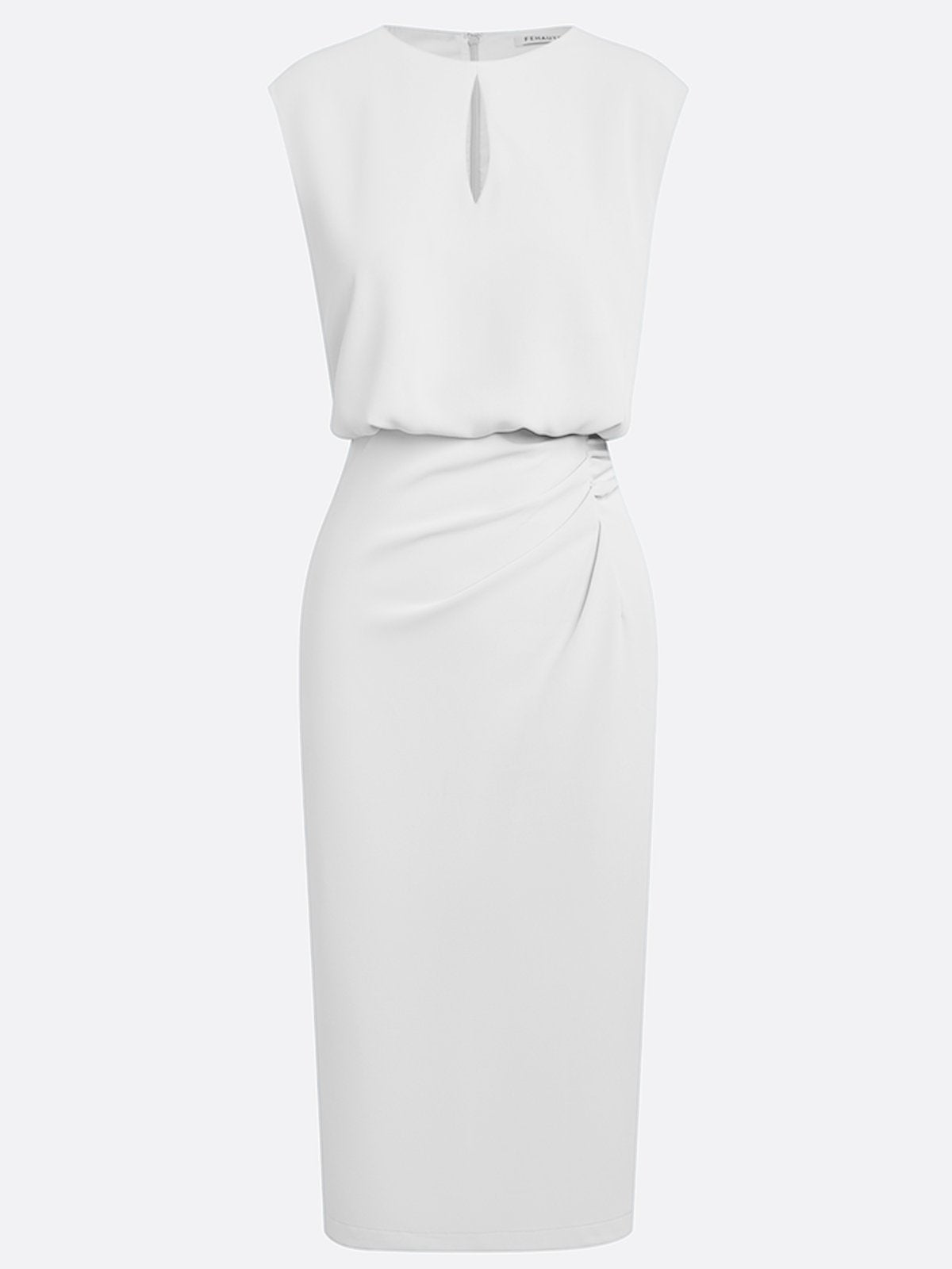 Robe Midi Femme Drapée À Décolleté Ouvert Et Coupe Ajustée