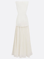 Robe longue plissée sans manches pour femme