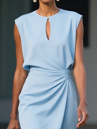 Robe Midi Femme Drapée À Décolleté Ouvert Et Coupe Ajustée