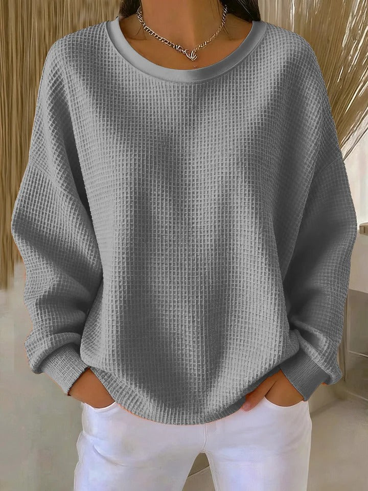 Pull Femme Oversize En Maille Gaufrée Douce Et Chaude