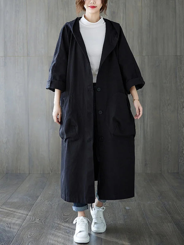 Manteau Imperméable Femme Long Oversize À Capuche