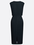 Robe Midi Femme Drapée À Décolleté Ouvert Et Coupe Ajustée