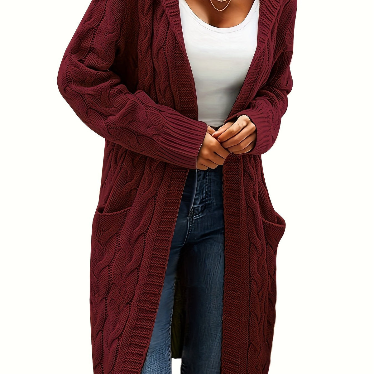 Gilet Femme En Maille Sans Col Avec Poche Pratique