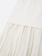 Robe longue plissée sans manches pour femme
