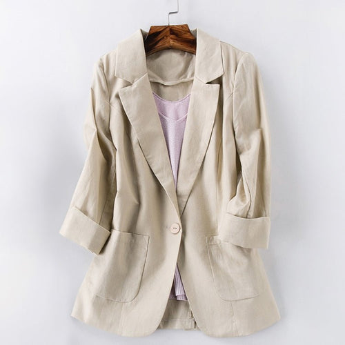 Blazer en lin léger à coupe droite pour femme