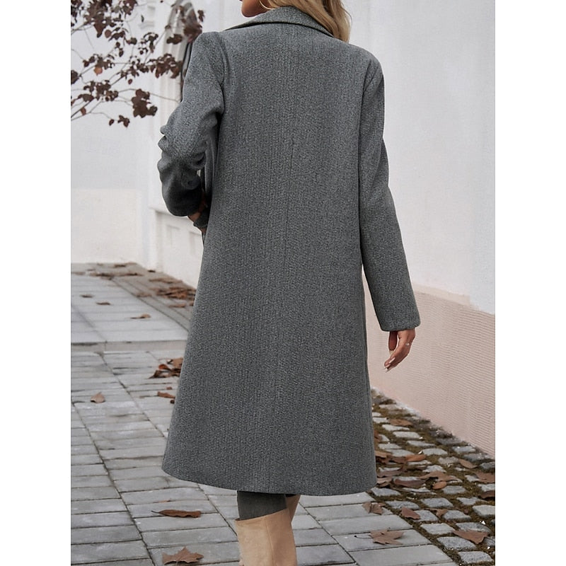 Manteau Long Cintré Femme À Col Tailleur