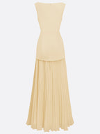 Robe longue plissée sans manches pour femme
