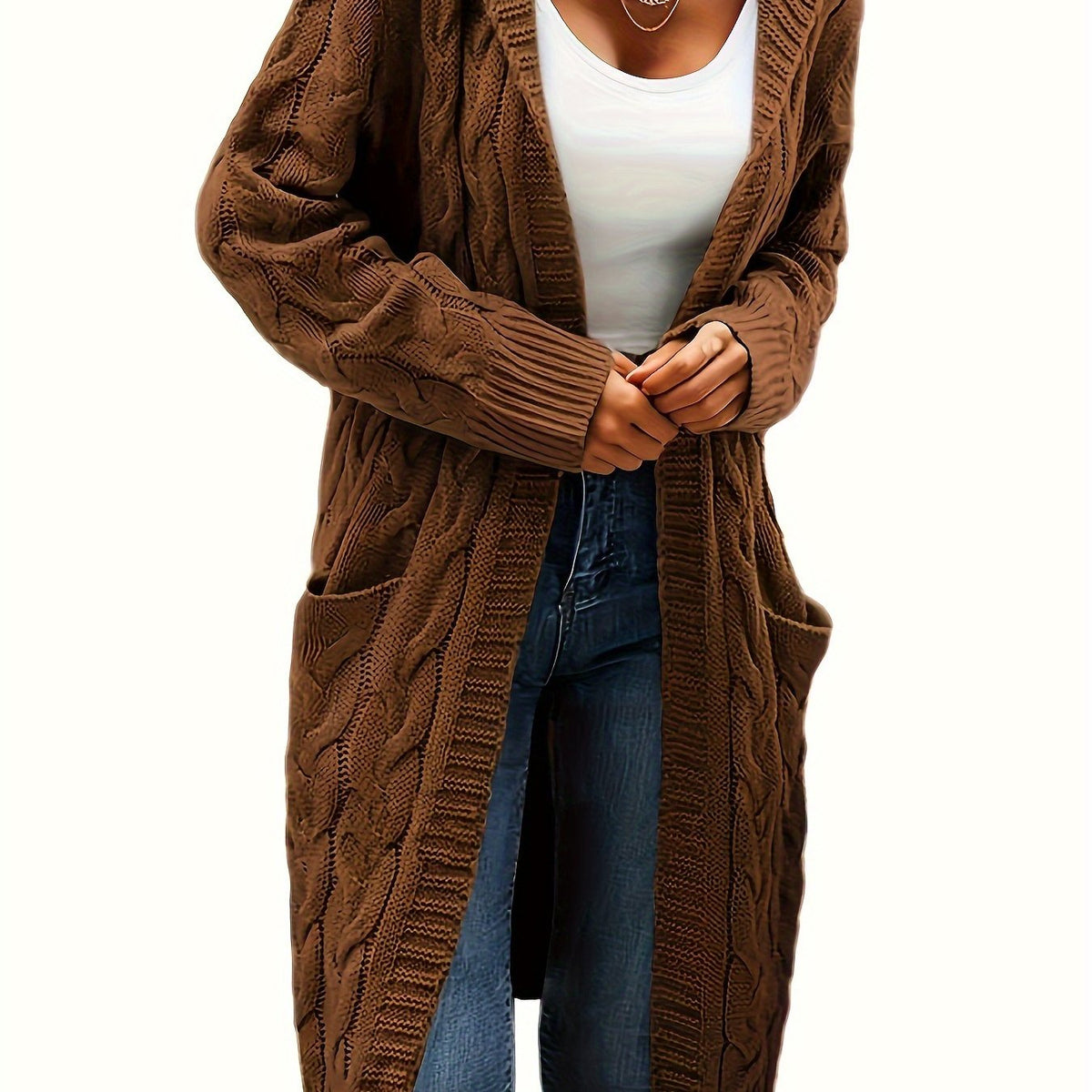 Gilet Femme En Maille Sans Col Avec Poche Pratique