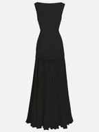 Robe longue plissée sans manches pour femme