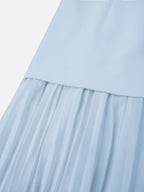 Robe longue plissée sans manches pour femme