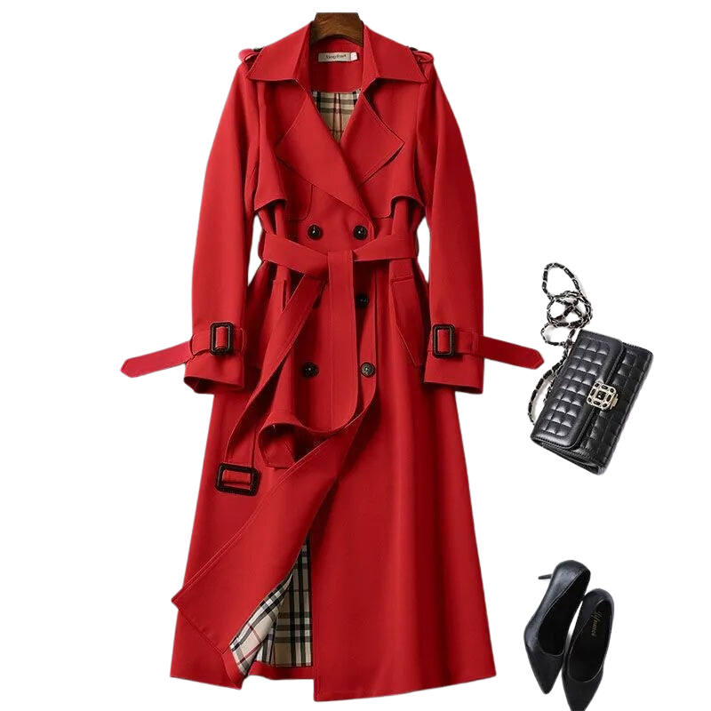 Manteau long boutonné et imperméable pour femme