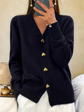 Cardigan Femme Épais En Laine Mélangée Col V Style Vintage