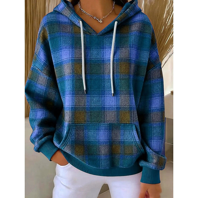 Sweat À Capuche Femme À Carreaux