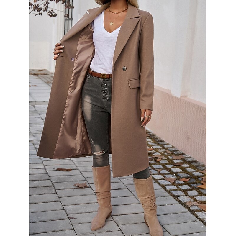 Manteau Long Cintré Femme À Col Tailleur