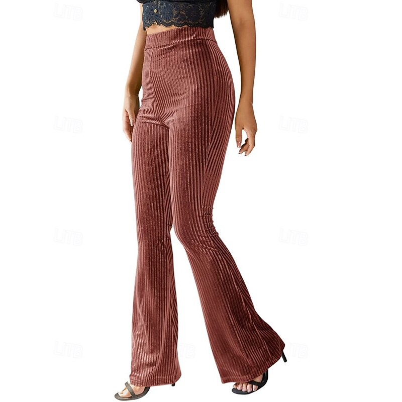 Pantalon évasé taille haute à ceinture élastique pour femme