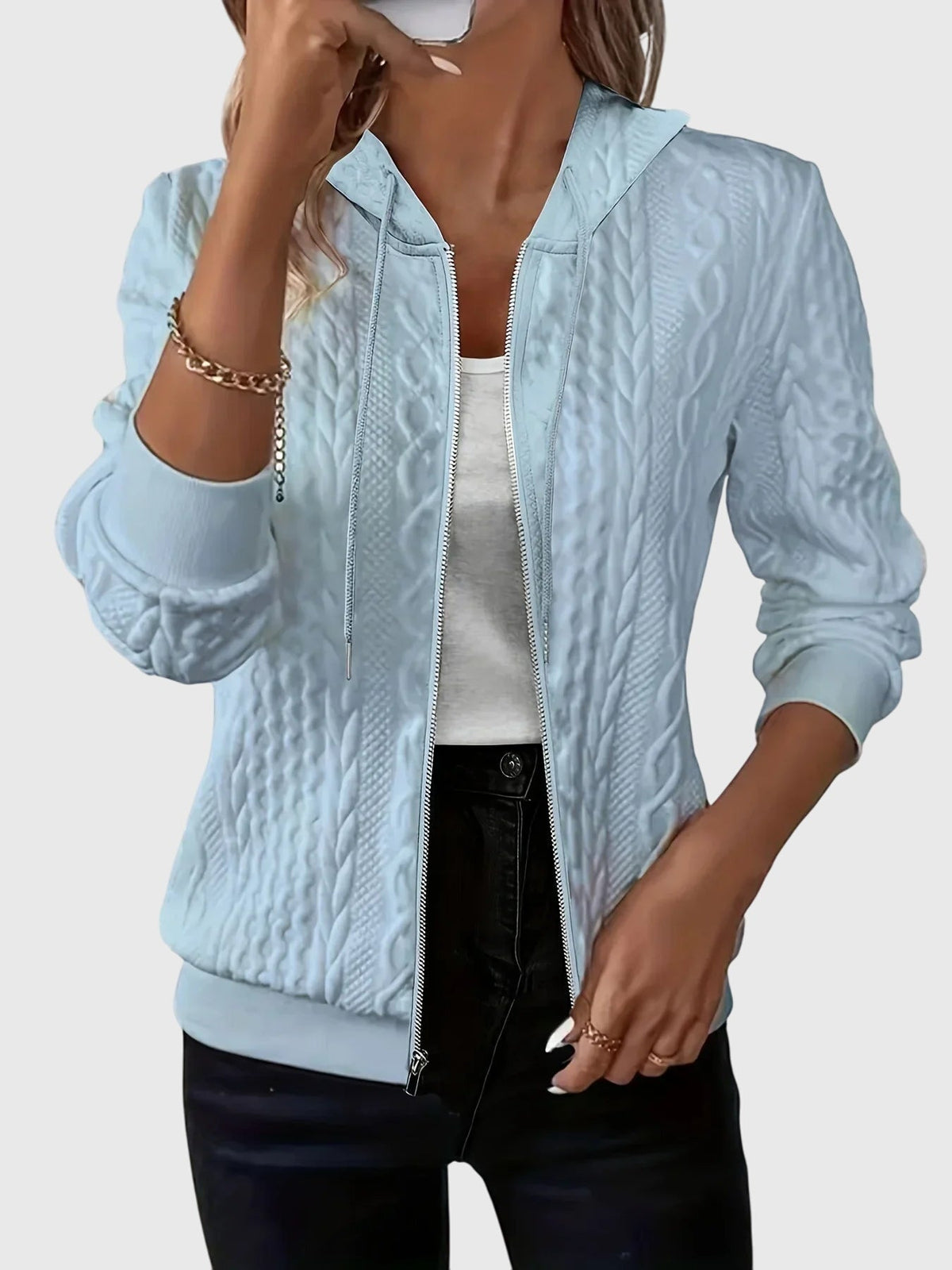 Sweat à capuche zippé design minimaliste pour femme