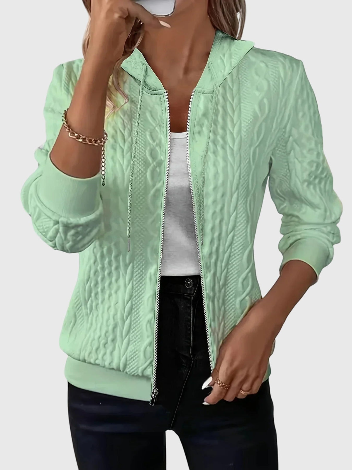 Sweat à capuche zippé design minimaliste pour femme