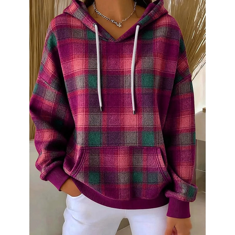 Sweat À Capuche Femme À Carreaux