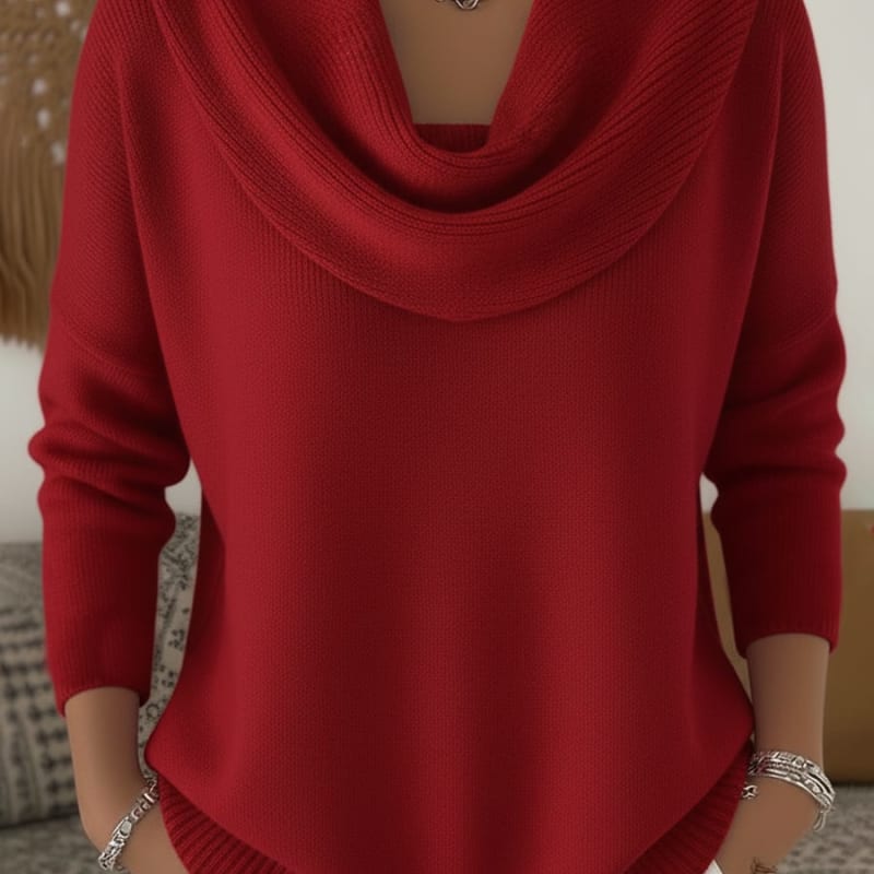 Pull Femme En Maille À Col Boule Drapé