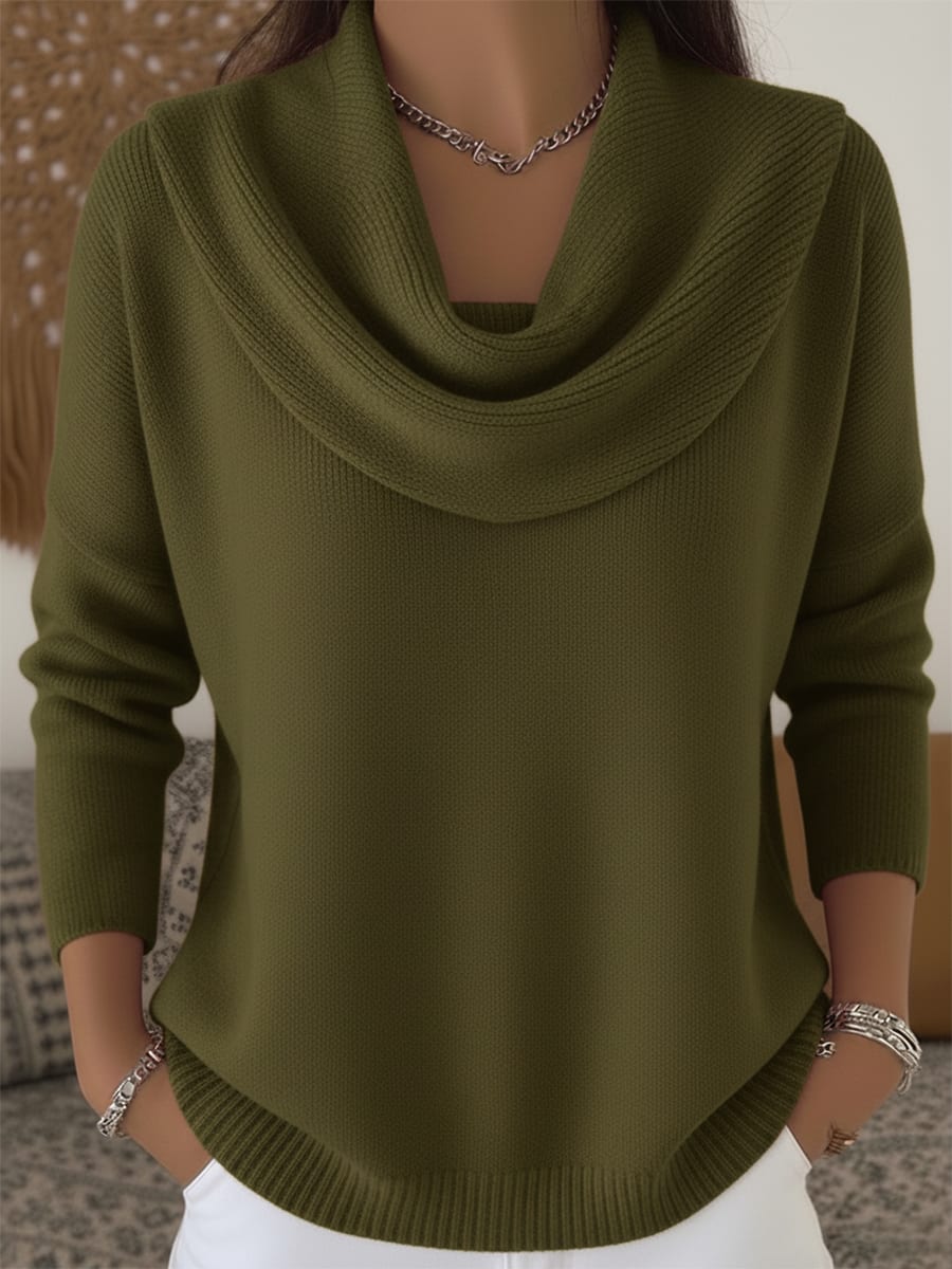 Pull Femme En Maille À Col Boule Drapé
