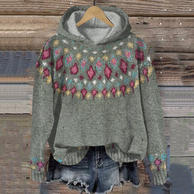 Sweat à capuche en jacquard coloré léger pour femme