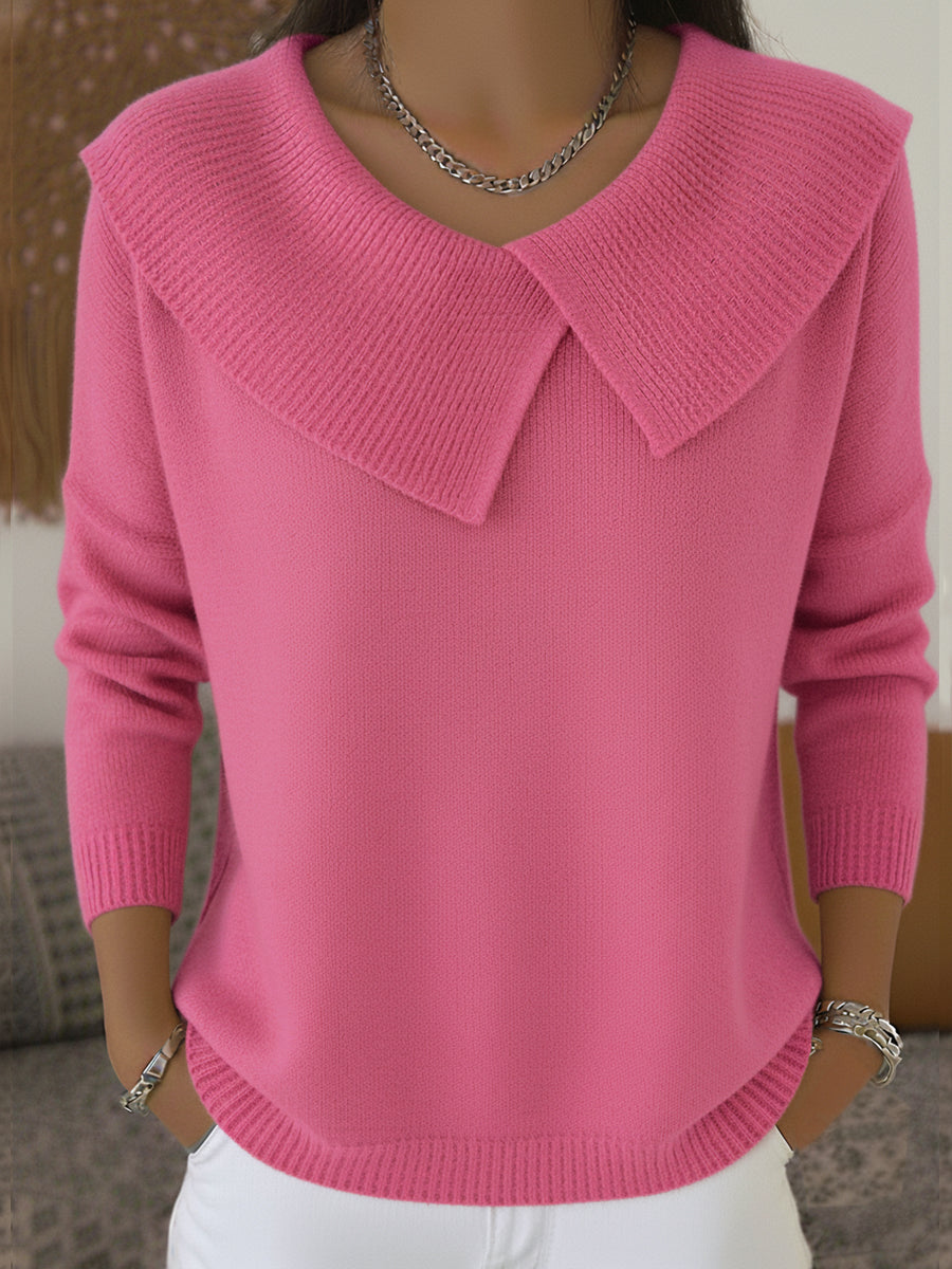 Pull Femme En Laine À Col Plissé Et Coupe Ample