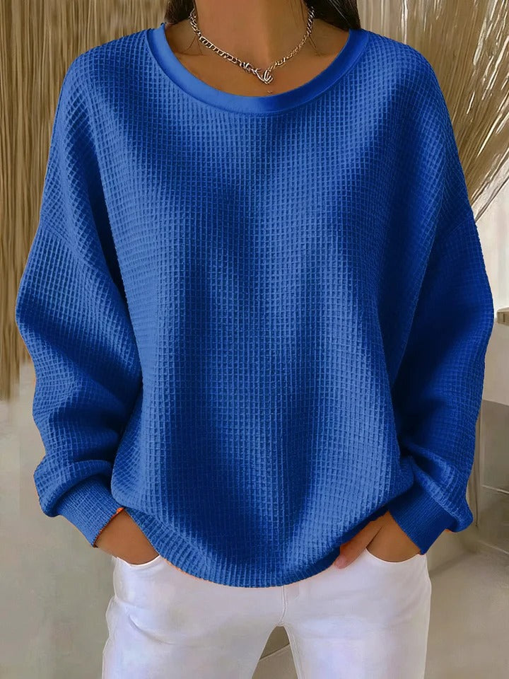 Pull Femme Oversize En Maille Gaufrée Douce Et Chaude