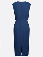 Robe Midi Femme Drapée À Décolleté Ouvert Et Coupe Ajustée