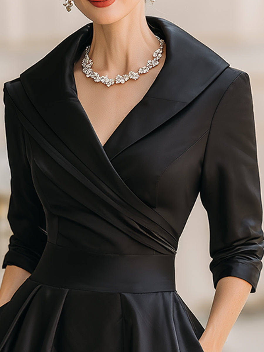 Robe Trapèze Femme Midi Plissée Au Style Vintage