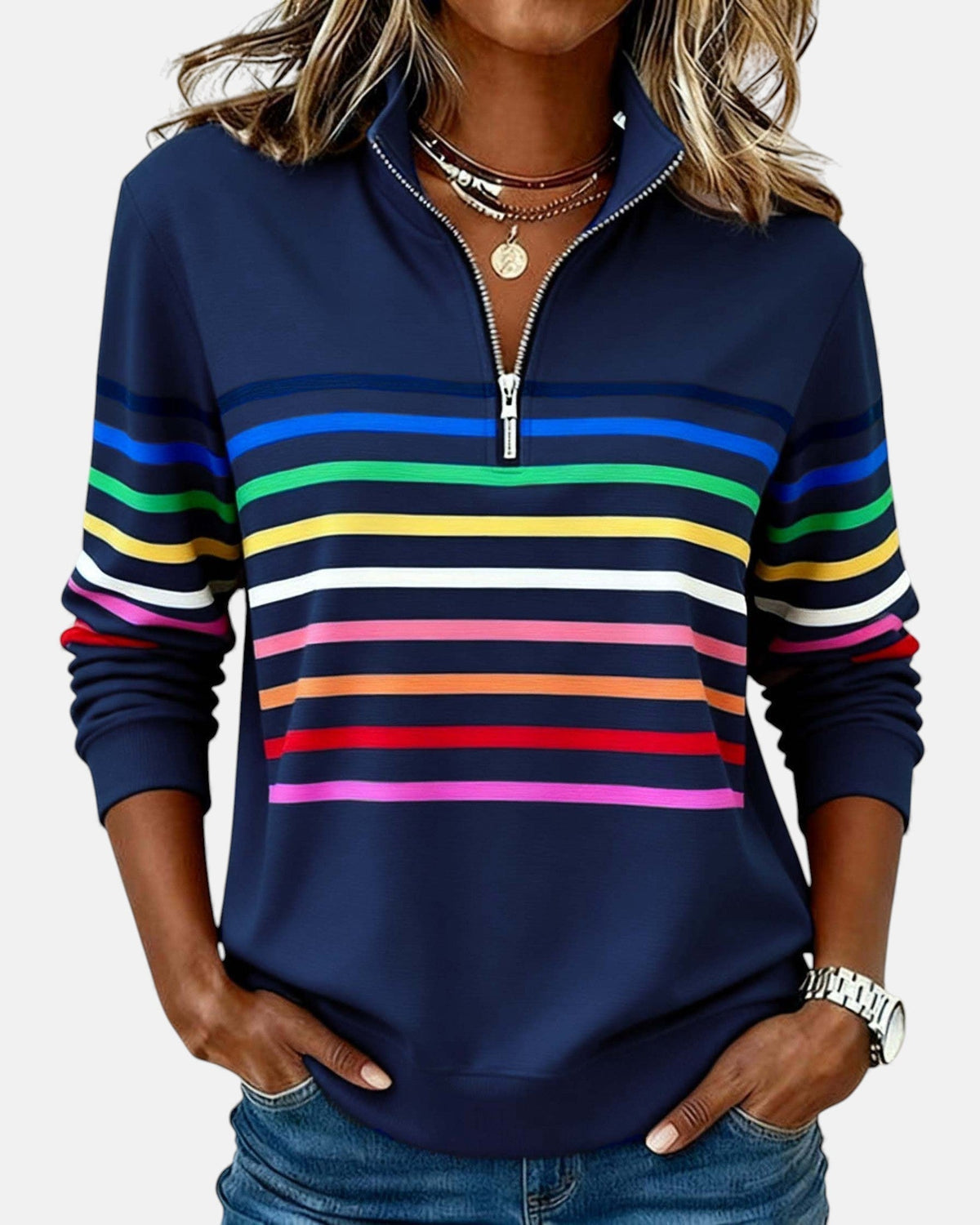Pull Femme En Maille Colorée À Coupe Ample Et Confortable