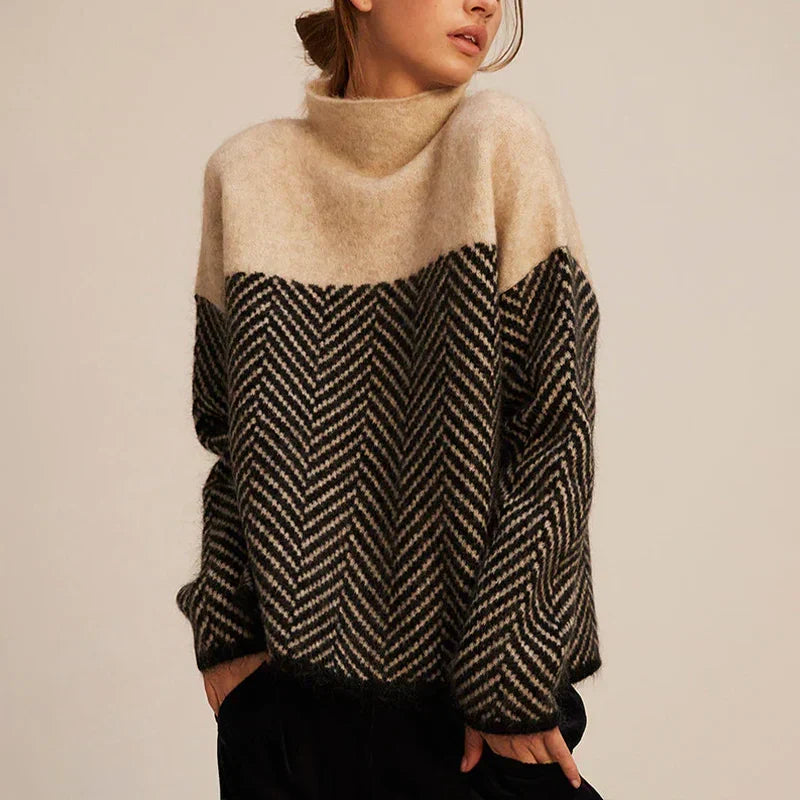Pull Femme À Col Montant Et Manches Longues
