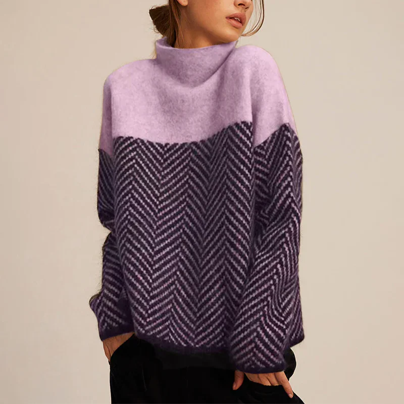 Pull Femme À Col Montant Et Manches Longues