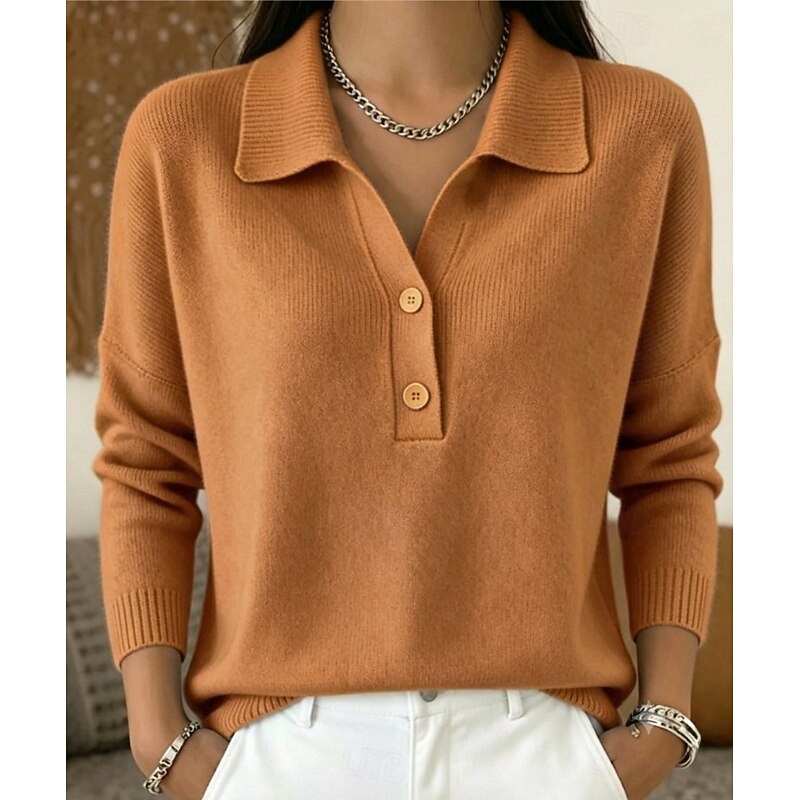 Pull Femme À Col Polo Et Boutons