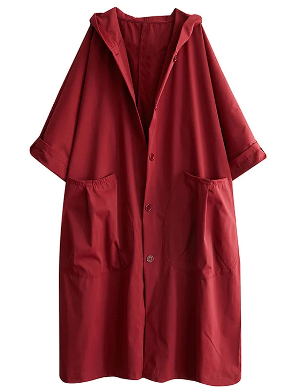 Manteau Imperméable Femme Long Oversize À Capuche