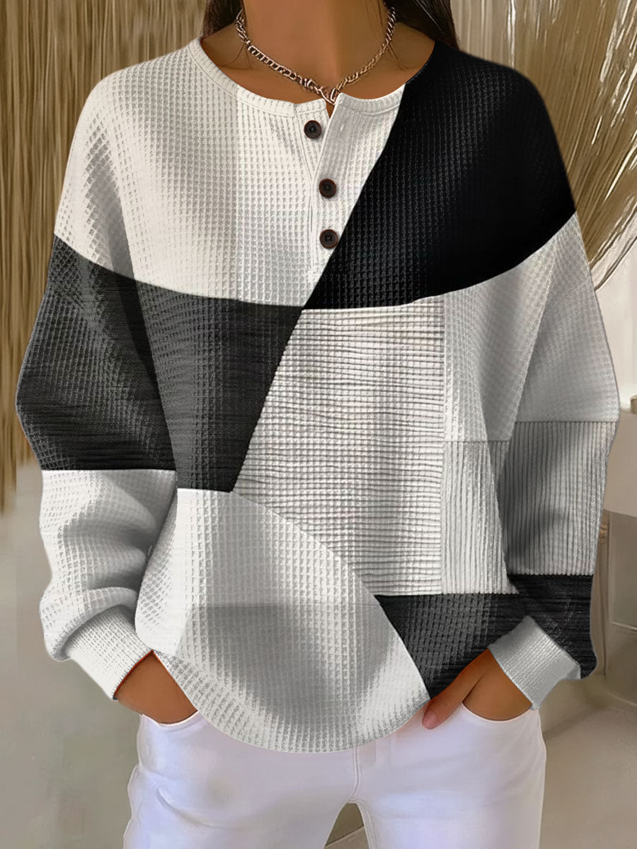 Pull Femme En Maille Gaufrée Épaisse Et Intérieur Brossé