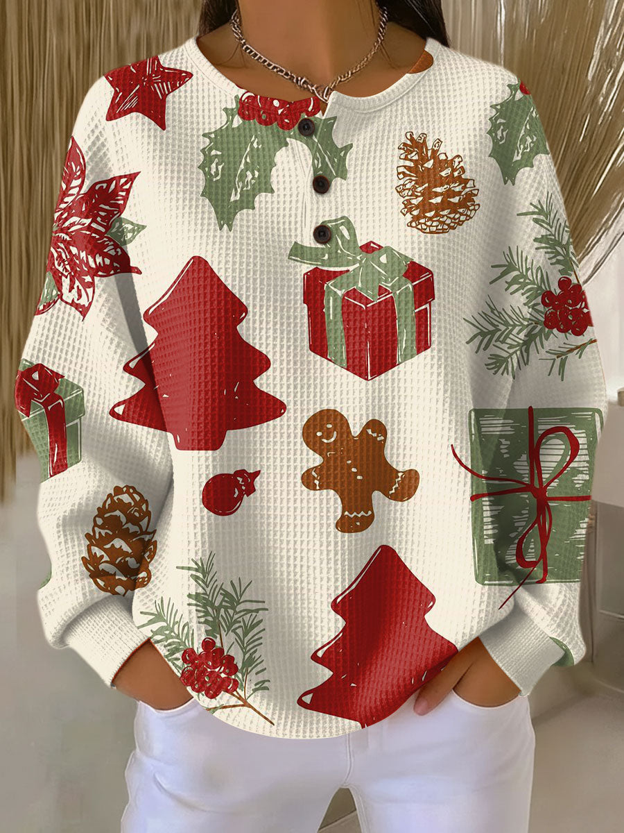 Pull Femme En Maille Gaufrée Épaisse Et Intérieur Brossé