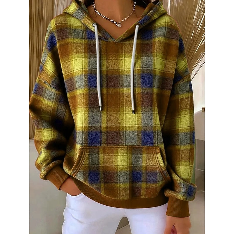 Sweat À Capuche Femme À Carreaux