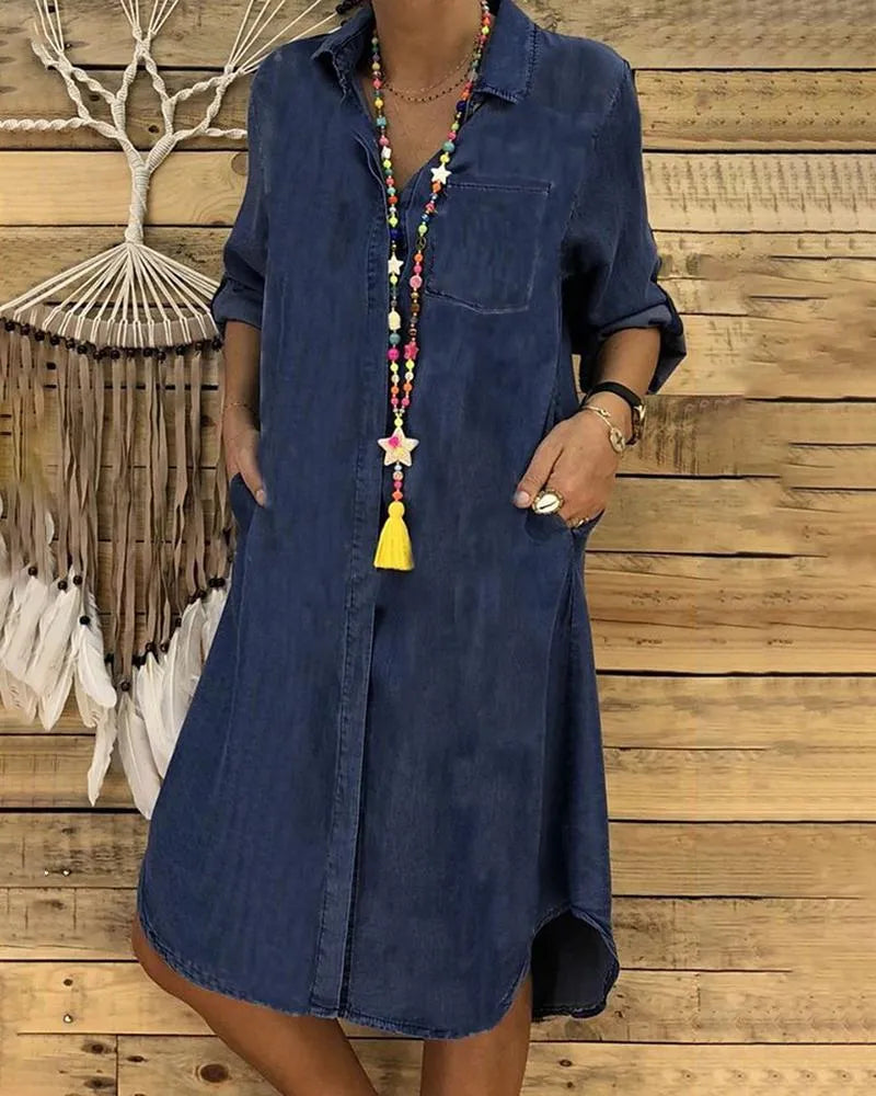 Robe Chemise Femme En Jean Coupe Ample Style Vintage