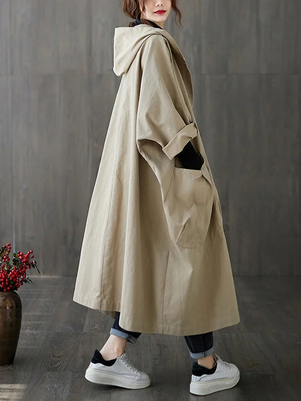 Manteau Imperméable Femme Long Oversize À Capuche