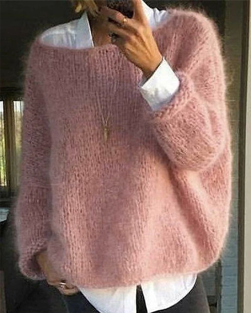 Pull Femme En Maille Tricotée À Col Rond Coupe Ajustée
