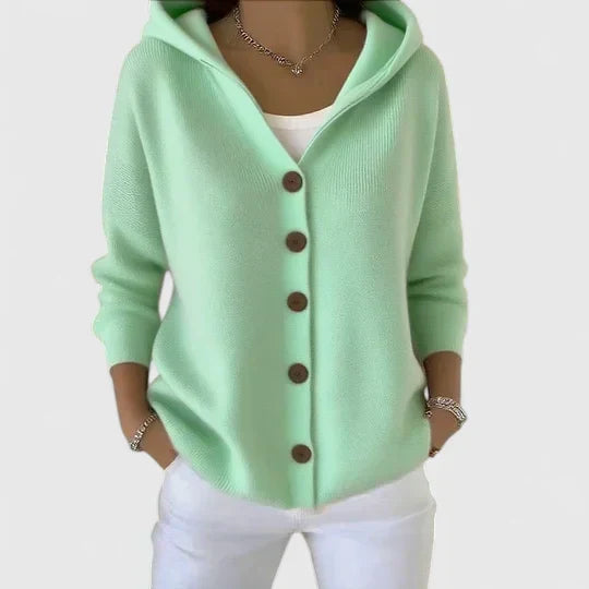 Cardigan à capuche boutonné coupe décontractée pour femme