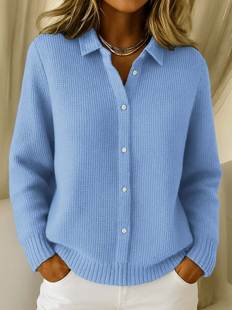 Cardigan Femme En Maille Douce Boutonné À Manches Longues